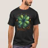 Stilvoll Vierblättriges Kleeblatt St Patrick's Day T-Shirt (Vorderseite)