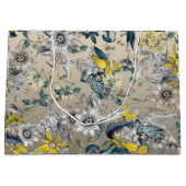 Stilvoll Vintag-gelb-grau-floral Große Geschenktüte (Vorderseite)