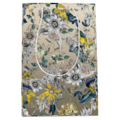 Stilvoll Vintag-gelb-grau-floral Mittlere Geschenktüte (Vorderseite)
