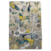 Stilvoll Vintag-gelb-grau-floral Mittlere Geschenktüte (Rückseite)