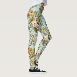 Stilvoll Vintage Rosenmuster Blume Leggings