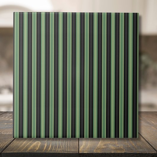 Stilvoll Vintages Olive Sage Green Black 3D gestre Fliese