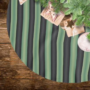 Stilvoll Vintages Olive Sage Green Black 3D gestre Polyester Weihnachtsbaumdecke