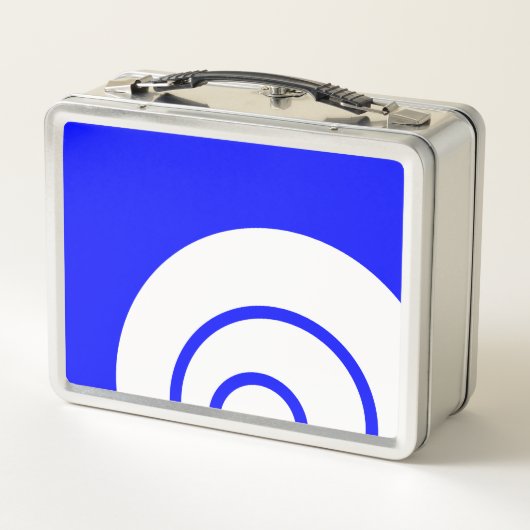 Stilvoll vivid Blue White Concentric Art On White Metall Brotdose (Rückseite)