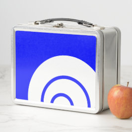 Stilvoll vivid Blue White Concentric Art On White Metall Brotdose