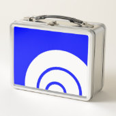Stilvoll vivid Blue White Concentric Art On White Metall Brotdose (Vorderseite)