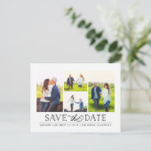 Stilvoll Weiß 4 Foto Save the Date Postkarte (Stehend Vorderseite)