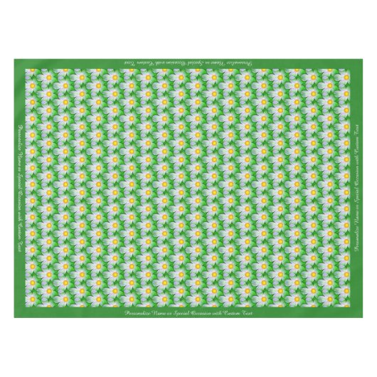Stilvoll Weiß Daisy Muster Grün Personalisiert Tischdecke (Vorderseite (Horizontal))