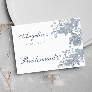 Stilvoll weiß-lila blauer Blumenzauber Bridesmaid Einladung