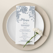 Stilvoll weiß-lila bläulich-blühende Hochzeitsmenü Programm