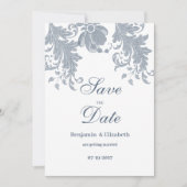 Stilvoll weiß-lila bläulich Save the Date Einladung (Vorderseite)