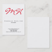 Stilvoll weiß schlichte Monogramm sauber Visitenkarte (Vorne/Hinten)