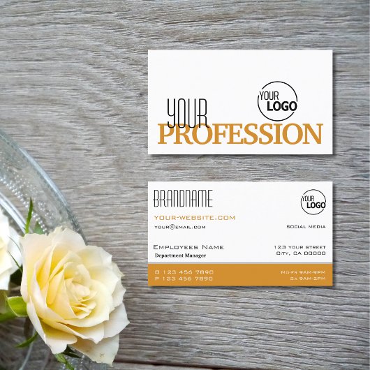 Stilvoll Weiß und Orange Einfache Moderne mit Logo Visitenkarte