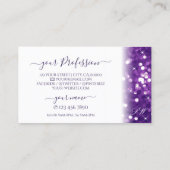Stilvoll weißer Lila Glitzer Monogram Visitenkarte (Rückseite)