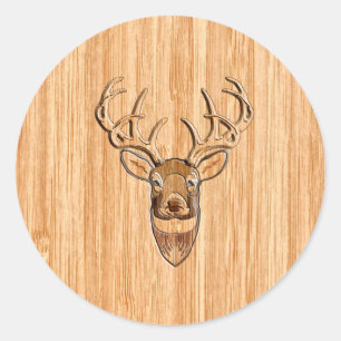 Stilvoll Weißer Schwanz Buck Antlers Light Wood Gr Runder Aufkleber