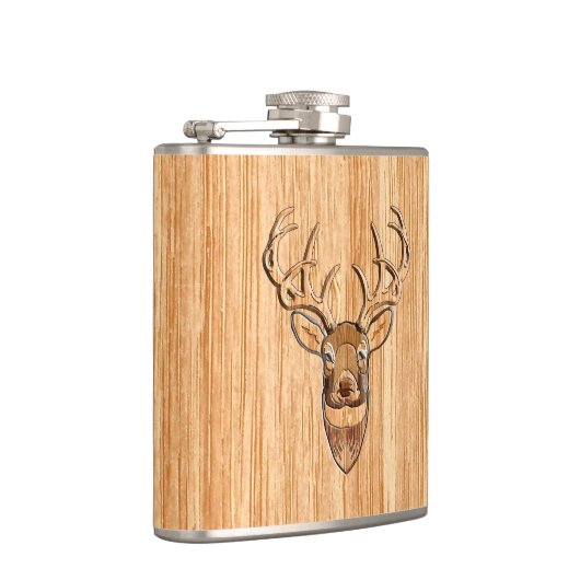 Stilvoll weißer Schwanz Hirschbügel Kopf Leichthol Flachmann (Rechts)