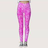 Stilvoll weißes Blumenmuster auf Rosa Leggings (Vorderseite)
