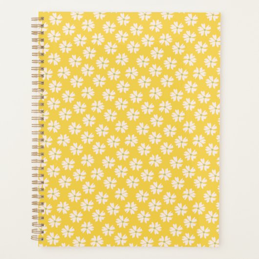 Stilvoll weißes Blumenmuster Bright Yellow Planer (Vorderseite)