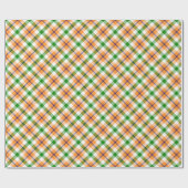 Stilvoll weißes, weißes, orangefarbenes Tartan-Mus Geschenkpapier (Flach)
