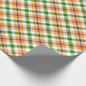 Stilvoll weißes, weißes, orangefarbenes Tartan-Mus Geschenkpapier (Ecke)