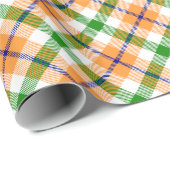 Stilvoll weißes, weißes, orangefarbenes Tartan-Mus Geschenkpapier (Rolleneckpunkt)