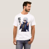Stilvoll weißhaariger Anime-Charakter mit Sunglass T-Shirt (Vorne ganz)