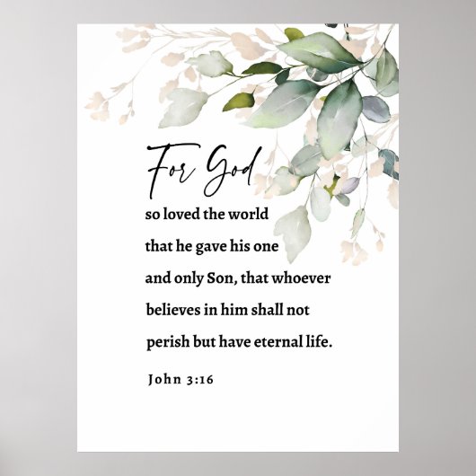 Stilvoll & zeitlos John 3:16 Scripture Wall Art Poster (Vorne)