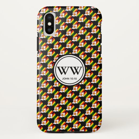 Stilvoll ZIMBABWE Monogram Abundant Life John 10:1 Case-Mate iPhone Hülle (Rückseite)