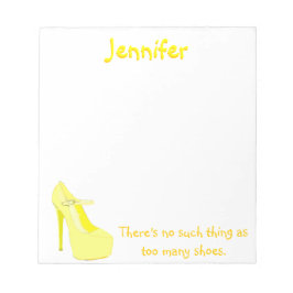 Stilvoll zu viele Schuhe in gelb Notizblock