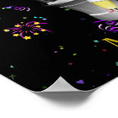 Stilvolle 100. Geburtstagsfeier Black Gold Poster (Ecke)