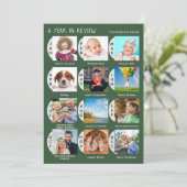 Stilvolle 12-Foto-Kollektion Dunkelgrün Feiertagskarte (Stehend Vorderseite)