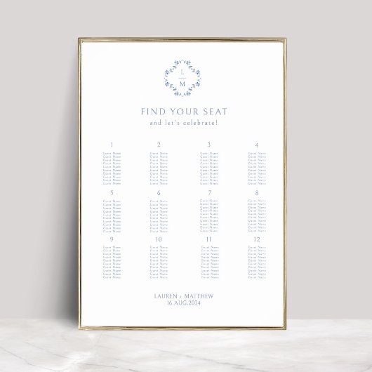 Stilvolle 12 Tisch Hochzeitplakatkarte Poster