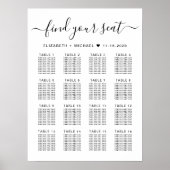 Stilvolle 16 Tisch Hochzeitskarte Poster (Vorne)