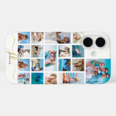 Stilvolle 18 Foto Collage Script Monogram Name Case-Mate iPhone Hülle (Rückseite (Horizontal))