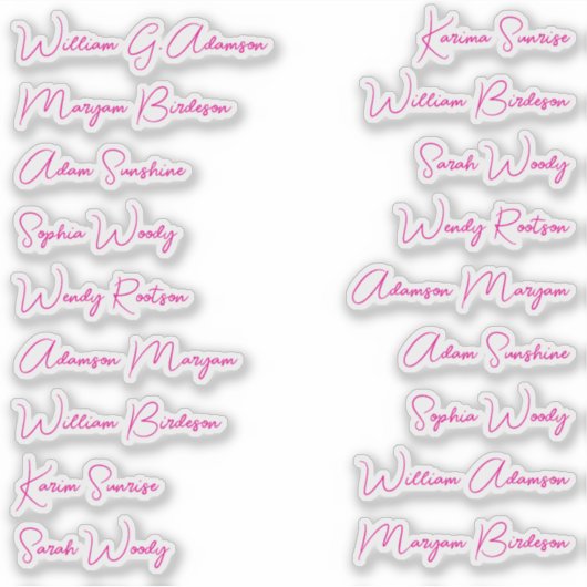 Stilvolle 18 Full Names, Calligraphy Script Sticke Aufkleber (Vorderseite)