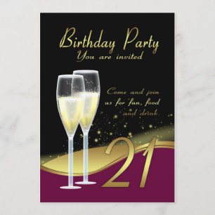 Stilvolle 21. Geburtstags-Party Einladung
