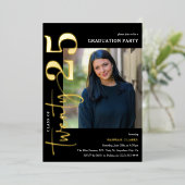 Stilvolle 225 Foto Graduation Party Folieneinladung (Stehend vorne)