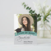 Stilvolle 2-Foto 2025-Graduierungsparty Einladung Postkarte (Stehend Vorderseite)