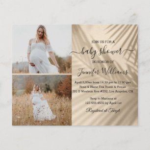 stilvolle 2 Fotos Collage Baby Shower Einladung  Flyer