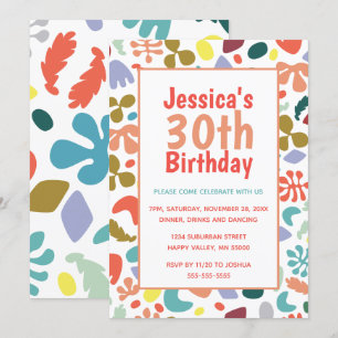 Stilvolle 30. Geburtstag Individuelle Name Details Einladung