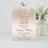 stilvolle 30. Geburtstagsgoldtropfende Glitzer Einladung (Stehend Vorderseite)