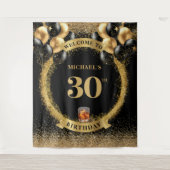 Stilvolle 30. Man Birthday Whiskey Foto Hintergrun Wandteppich (Vorderseite)