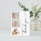 Stilvolle 3-Foto-Babydusche Danke Postkarte (Stehend Vorderseite)