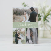 Stilvolle 3 Foto Collage Wedding Vielen Dank Dankeskarte (Stehend Vorderseite)