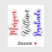 Stilvolle 3 Namen, benutzerdefinierte Text Script  Aufkleber (Blatt)