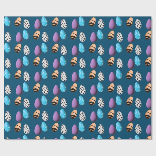 Stilvolle 3D Ostereier blauer Hintergrund Geschenkpapier (Flach)