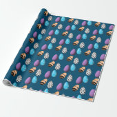 Stilvolle 3D Ostereier blauer Hintergrund Geschenkpapier (Ungerollt)