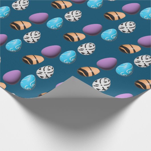 Stilvolle 3D Ostereier blauer Hintergrund Geschenkpapier (Ecke)