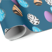 Stilvolle 3D Ostereier blauer Hintergrund Geschenkpapier (Rolleneckpunkt)