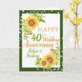 Stilvolle 40. Hochzeitstag Blumenblume Karte (Gelbe Blume)